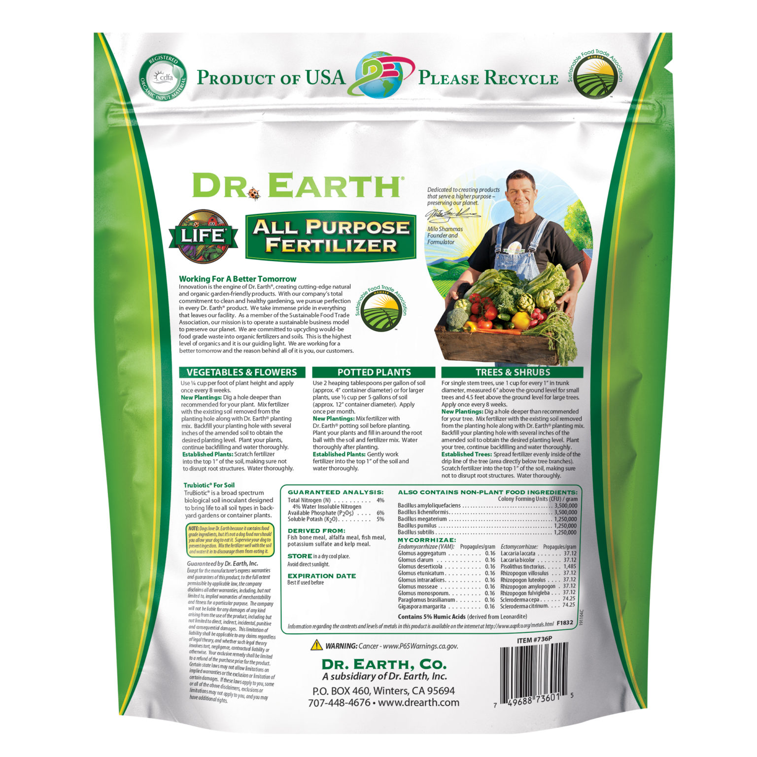 Life All Purpose Fertilizer Dr Earth   LIFE 4LB 736P BK 1536x1536 